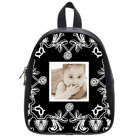 Art Nouveau Black & White Mini Backpack Schoolbag By Catvinnat Front