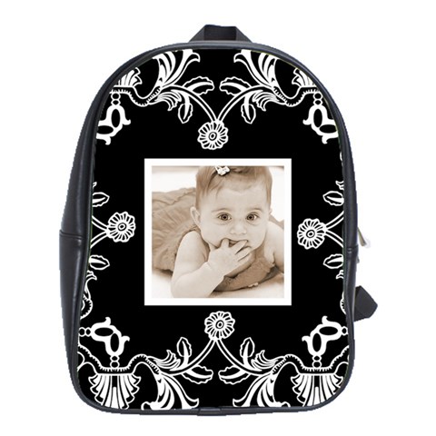 Art Nouveau Black & White Backpack School Bag By Catvinnat Front