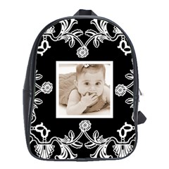 Art Nouveau Black & white backpack school bag - School Bag (Large) Art Nouveau Black & white backpack school bag - School Bag (Large)