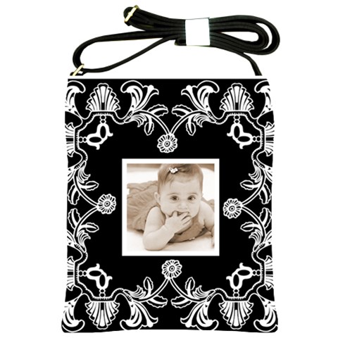 Art Nouveau Black & White Sling Bag By Catvinnat Front