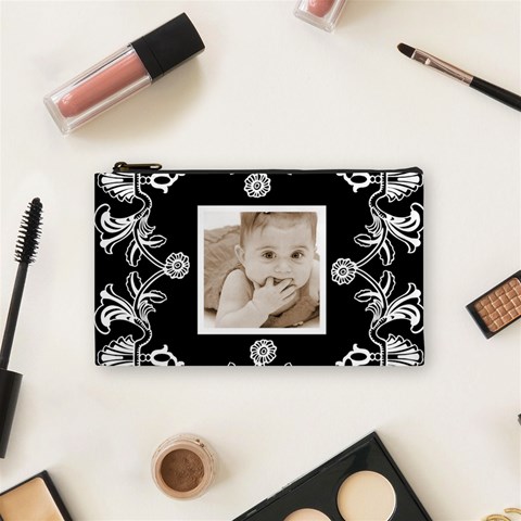 Art Nouveau Black & White Small Cosmetic Bag By Catvinnat Front