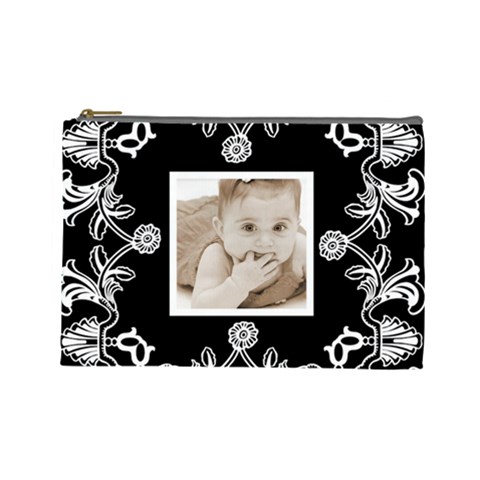 Art Nouveau Black & White Large Cosmetic Bag By Catvinnat Front