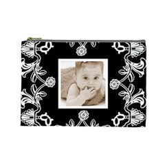 Art Nouveau Black & White Large Cosmetic Bag - Cosmetic Bag (Large) Art Nouveau Black & White Large Cosmetic Bag - Cosmetic Bag (Large)