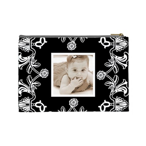 Art Nouveau Black & White Large Cosmetic Bag By Catvinnat Back