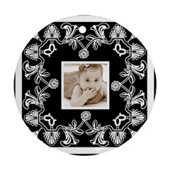 Art Nouveau Black & White round ornament - Round Ornament (Two Sides) Art Nouveau Black & White round ornament - Round Ornament (Two Sides)