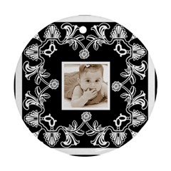 Art Nouveau Black & White round ornament - Round Ornament (Two Sides)