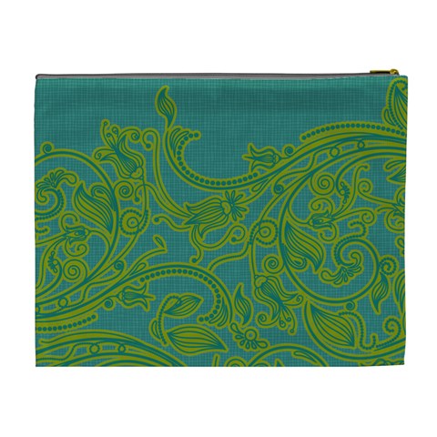 Turquoise & Lime Green Xl Cosmetic Bag By Klh Back