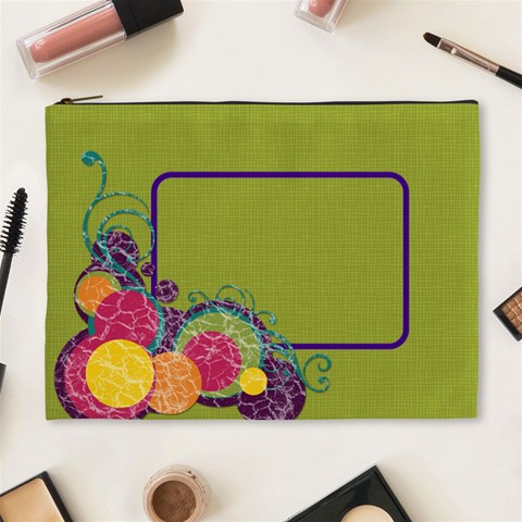 Green & Circles Xl Cosmetic Bag By Klh Front