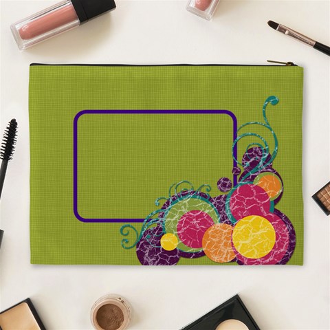 Green & Circles Xl Cosmetic Bag By Klh Back