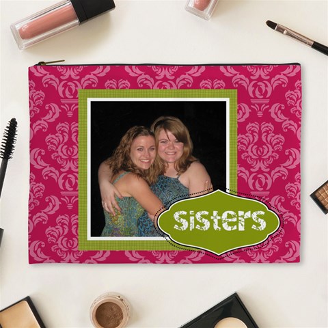Pink & Green Xl Cosmetic Bag By Klh Front