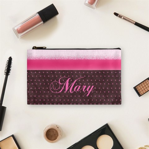 Pinkdots Small Cosmetic Bag By Mary Front