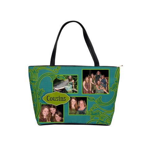 Turquoise & Green Classic Shoulder Bag By Klh Front