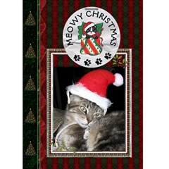 Meowy Christmas Card - Greeting Card 5  x 7 