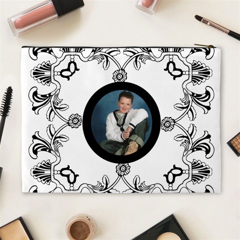 Bold Black & White Extra Large Cosmetic Case By Catvinnat Back