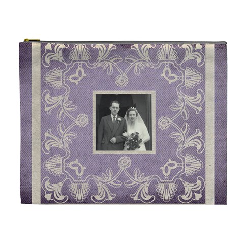 Art Nouveau Lavendar Lace Extra Large Cosmetic Bag By Catvinnat Front