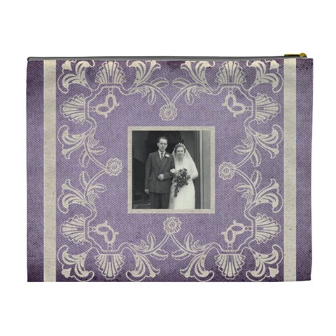 Art Nouveau Lavendar Lace Extra Large Cosmetic Bag By Catvinnat Back