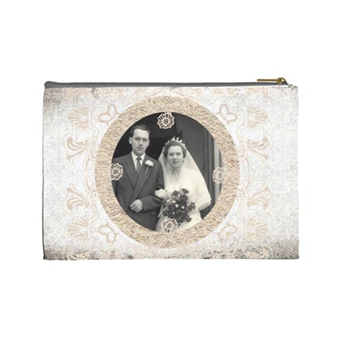Art Nouveau Antique Lace Large Cosmetic Bag By Catvinnat Back