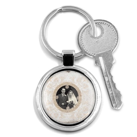 Art Nouveau Antique Lace  Round Keychain By Catvinnat Front