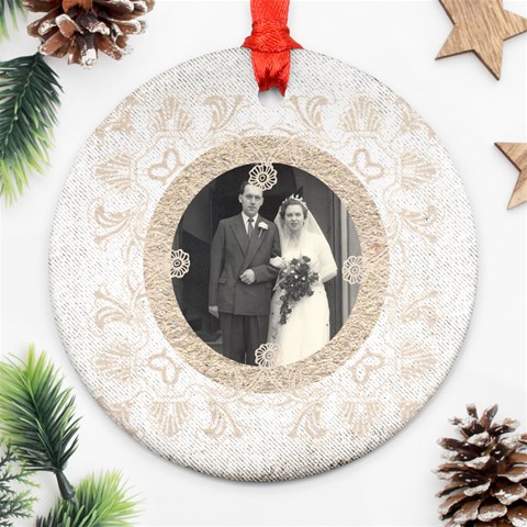 Art Nouveau Antique Lace Round Ornament By Catvinnat Back