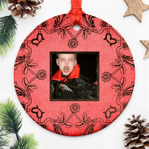Vampire Halloween  Round Ornament By Catvinnat Front