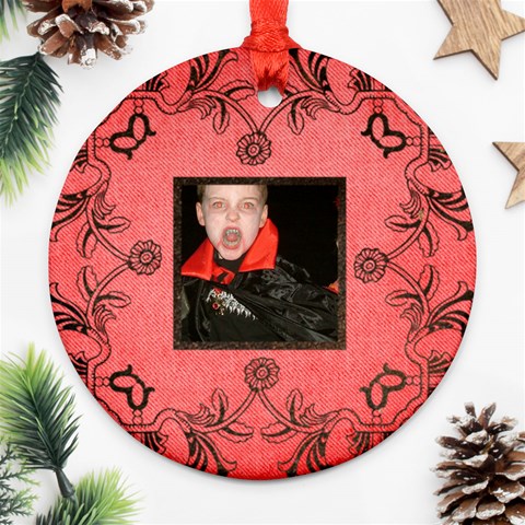 Vampire Halloween  Round Ornament By Catvinnat Back