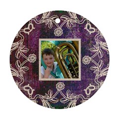 purple lace  round ornament - Round Ornament (Two Sides)