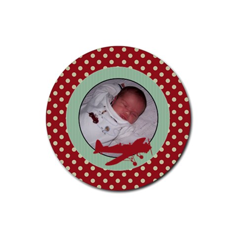Red Polka Dot And Plane Coaster By Klh Front