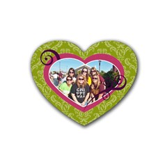 Green Damask Heart Coaster