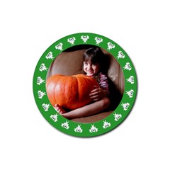 Halloween green - Rubber square coaster - Rubber Coaster (Round)