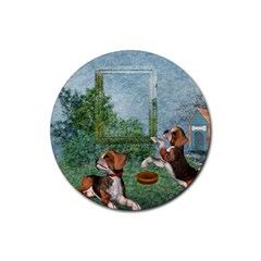 puppies 2 - Rubber Coaster (Round)