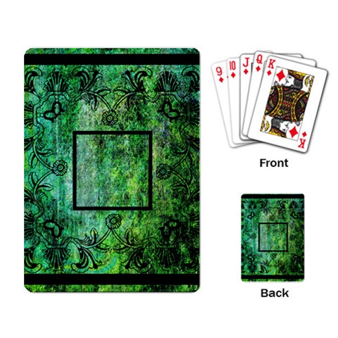 Art Nouveau Green Playing Cards By Catvinnat Back