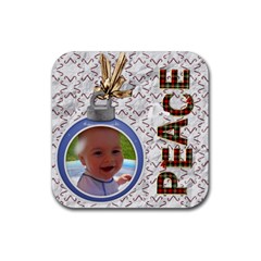 Peace Christmas Coaster - Rubber Coaster (Square)