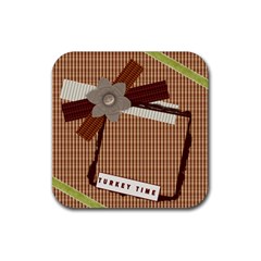 turkey time thanksgiving coaster - Rubber Coaster (Square)