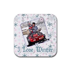 i love winter coaster - Rubber Coaster (Square)