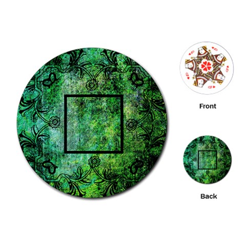 Art Nouveau Dark Green Round Playing Cards By Catvinnat Front