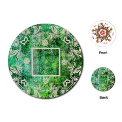 art nouveau green lace round playing cards - Playing Cards Single Design (Round)