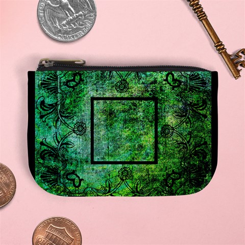 Art Nouveau Deep Green Mini Coin Purse By Catvinnat Front