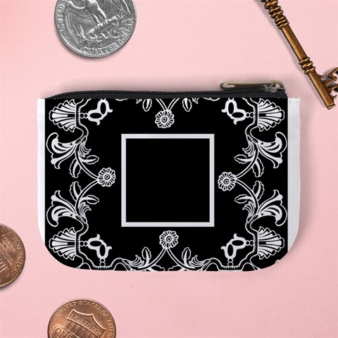 Art Nouveau Black & Cream Mini Coin Purse By Catvinnat Back