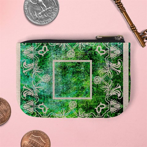Art Nouveau Green Lace Mini Coin Purse By Catvinnat Back