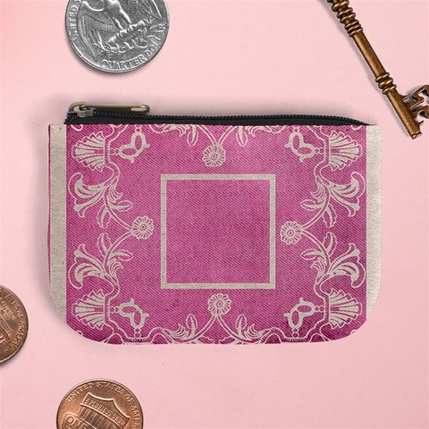 Art Nouveau Pink Lace Mini Coin Purse By Catvinnat Front
