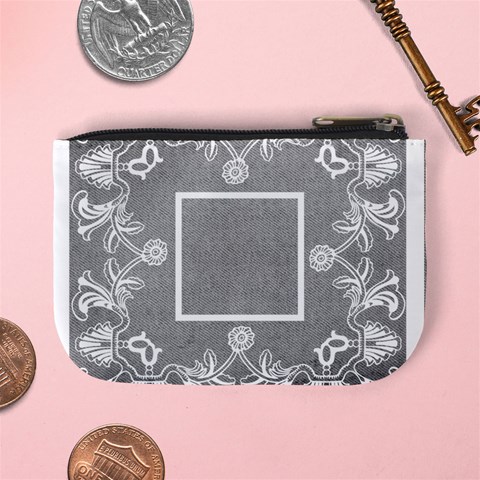 Art Nouveau Grey Lace Mini Coin Purse By Catvinnat Back