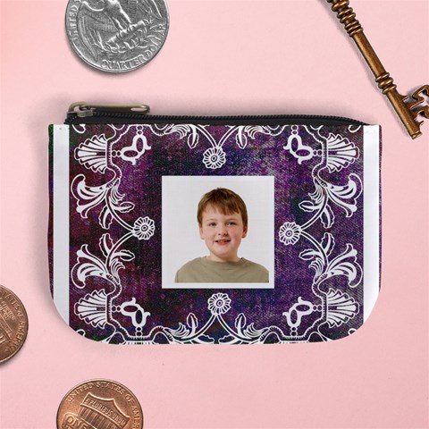 Art Nouveau Deep Purple Lace Mini Coin Purse By Catvinnat Front
