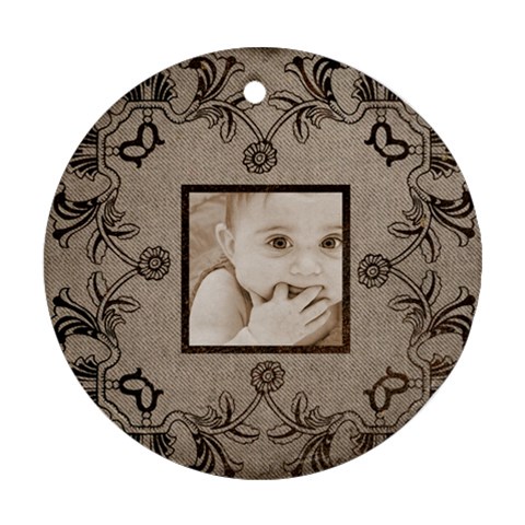 Art Nouveau Mocha Round Ornament By Catvinnat Front