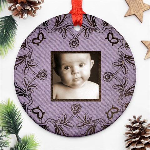 Art Nouveau Lavendar Round Ornament By Catvinnat Back