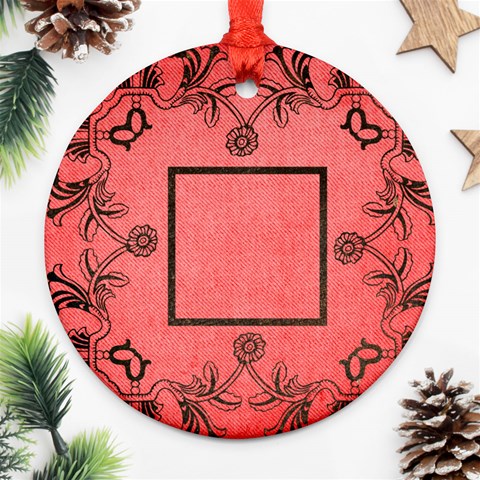 Art Nouveau Red Round Ornament By Catvinnat Back