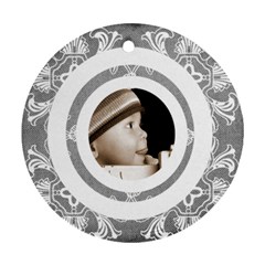 Art nouveau grey circlis round ornament - Round Ornament (Two Sides)