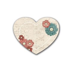 Heart coaster-floral - Rubber Coaster (Heart)
