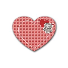 Heart coaster-owl & hearts - Rubber Coaster (Heart)