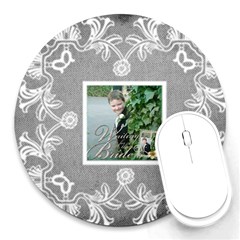 Art nouveau grey lace 1 mousemat - Round Mousepad