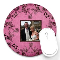 Art nouveau pink round  mousemat - Round Mousepad